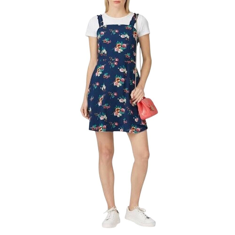 Louna Women's XS Navy Floral Square Neck Mini Dress Garden Cottagecore S1-10